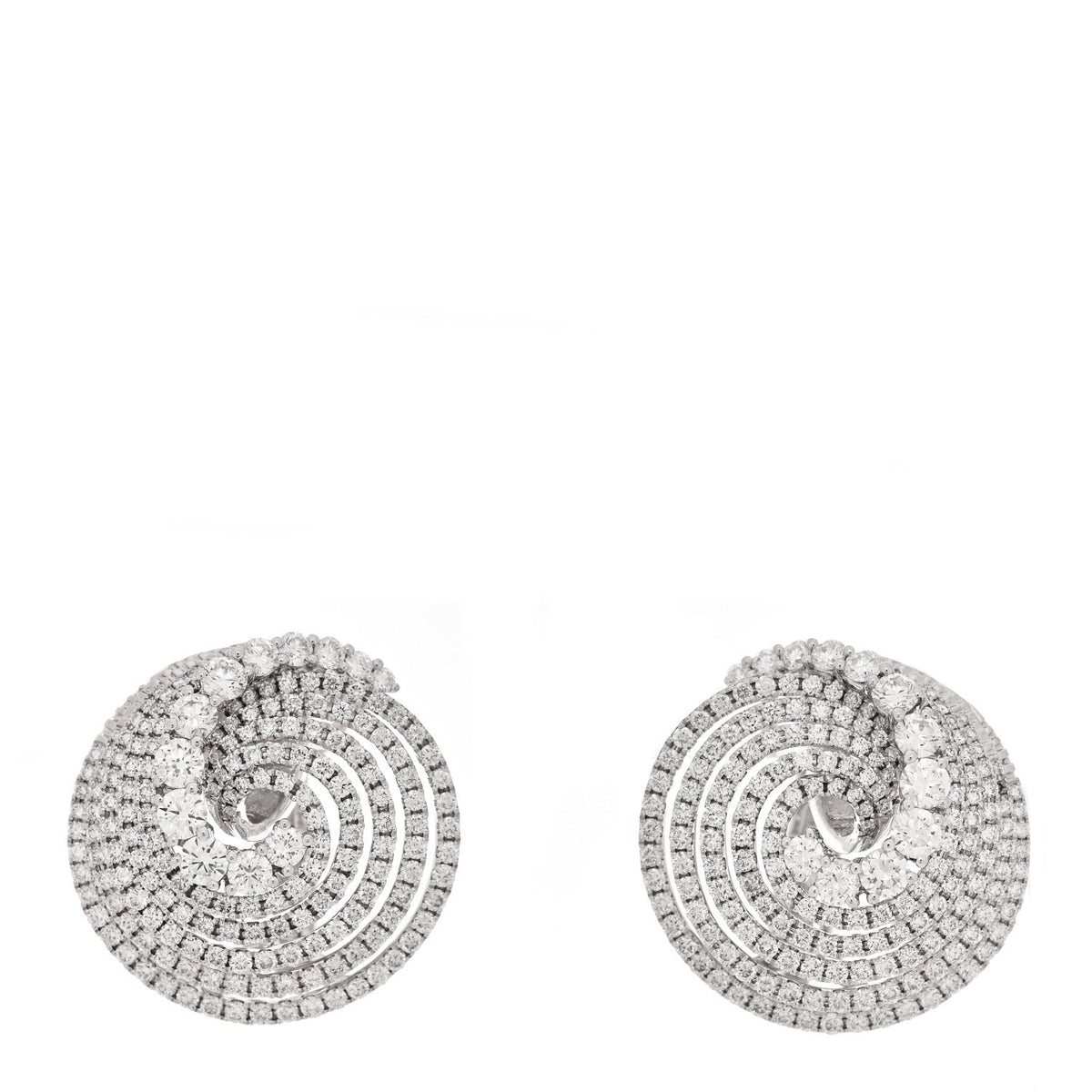 18K White Gold Diamond 4.36ctw Swirl Earrings