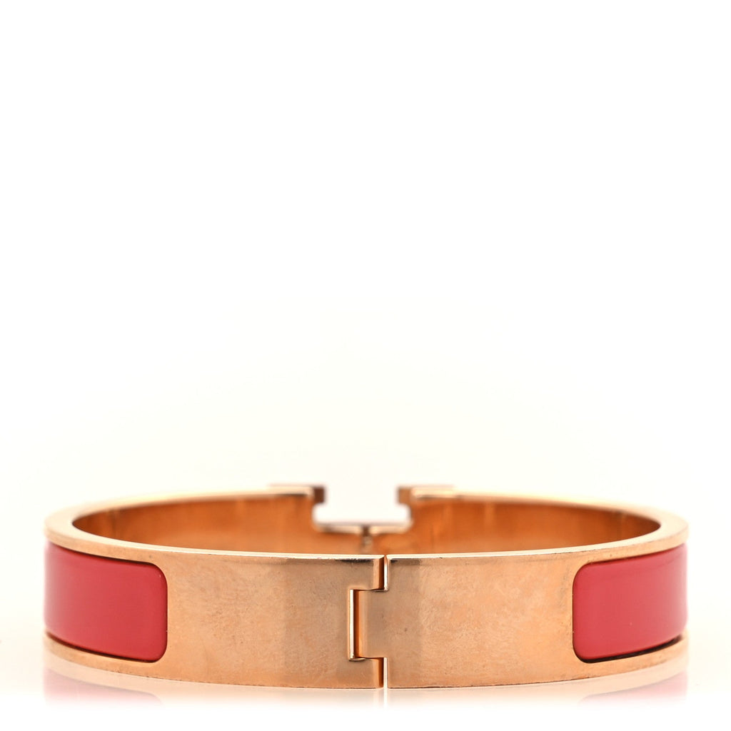 Enamel Narrow Clic Clac H Bracelet PM Rouge Corail