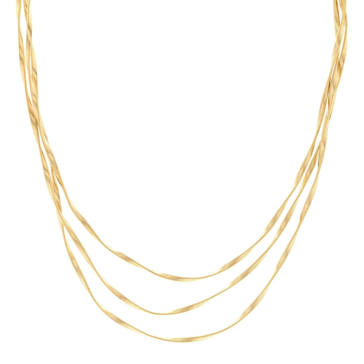 18K Yellow Gold Three Srand Coil Necklace