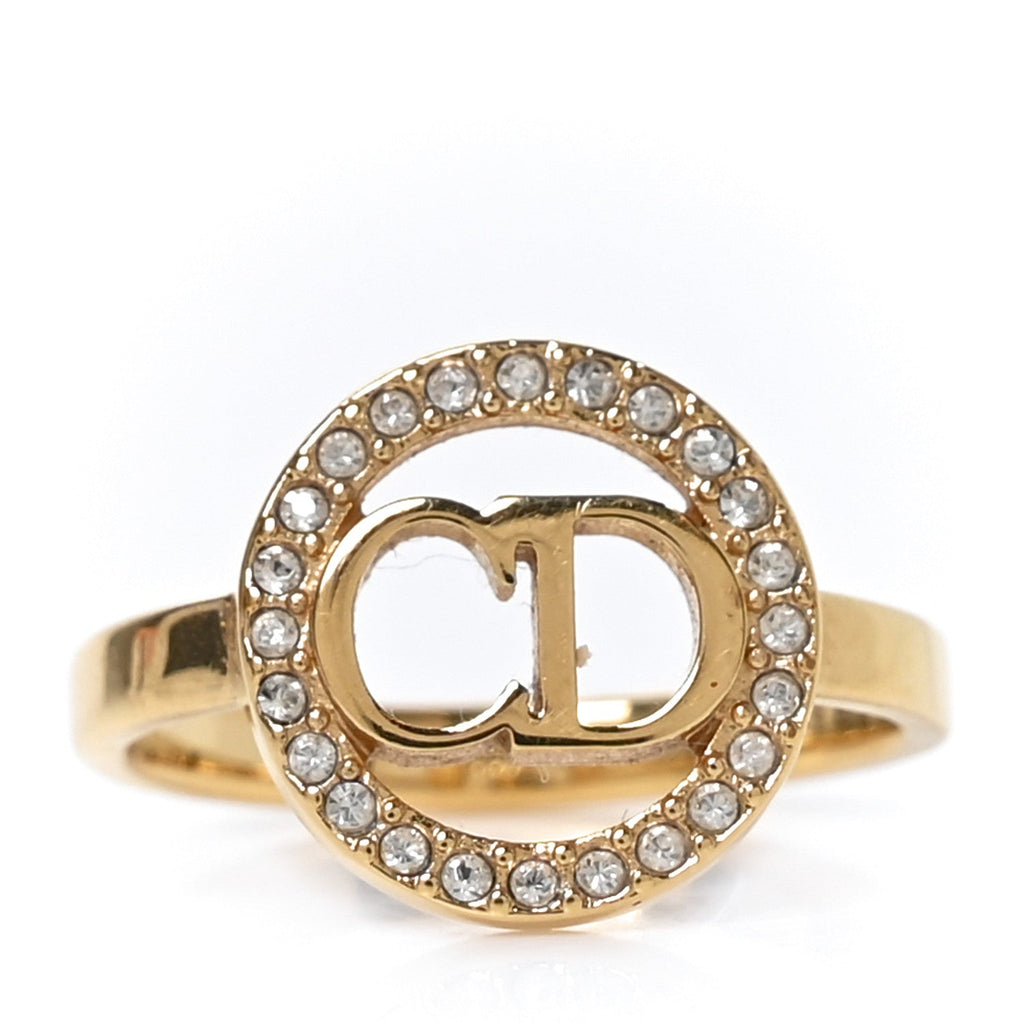 Metal Crystal Round CD Ring M 50 5.25 Gold