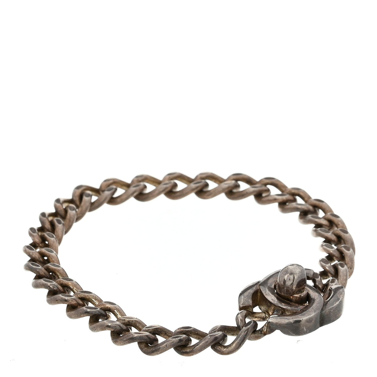 Metal CC Turnlock Bracelet Silver