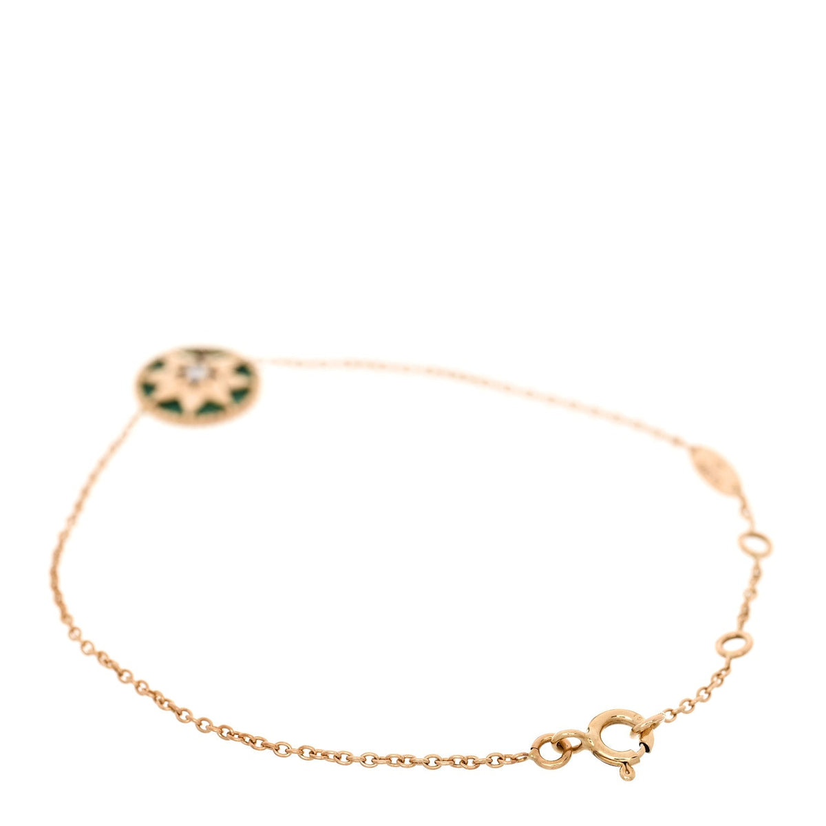 18K Yellow Gold Diamond Malachite Rose Des Vents Bracelet
