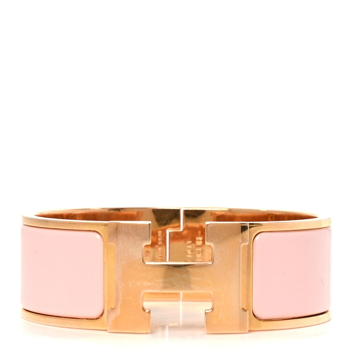 Enamel Wide Clic Clac H Bracelet PM Rose Dragee
