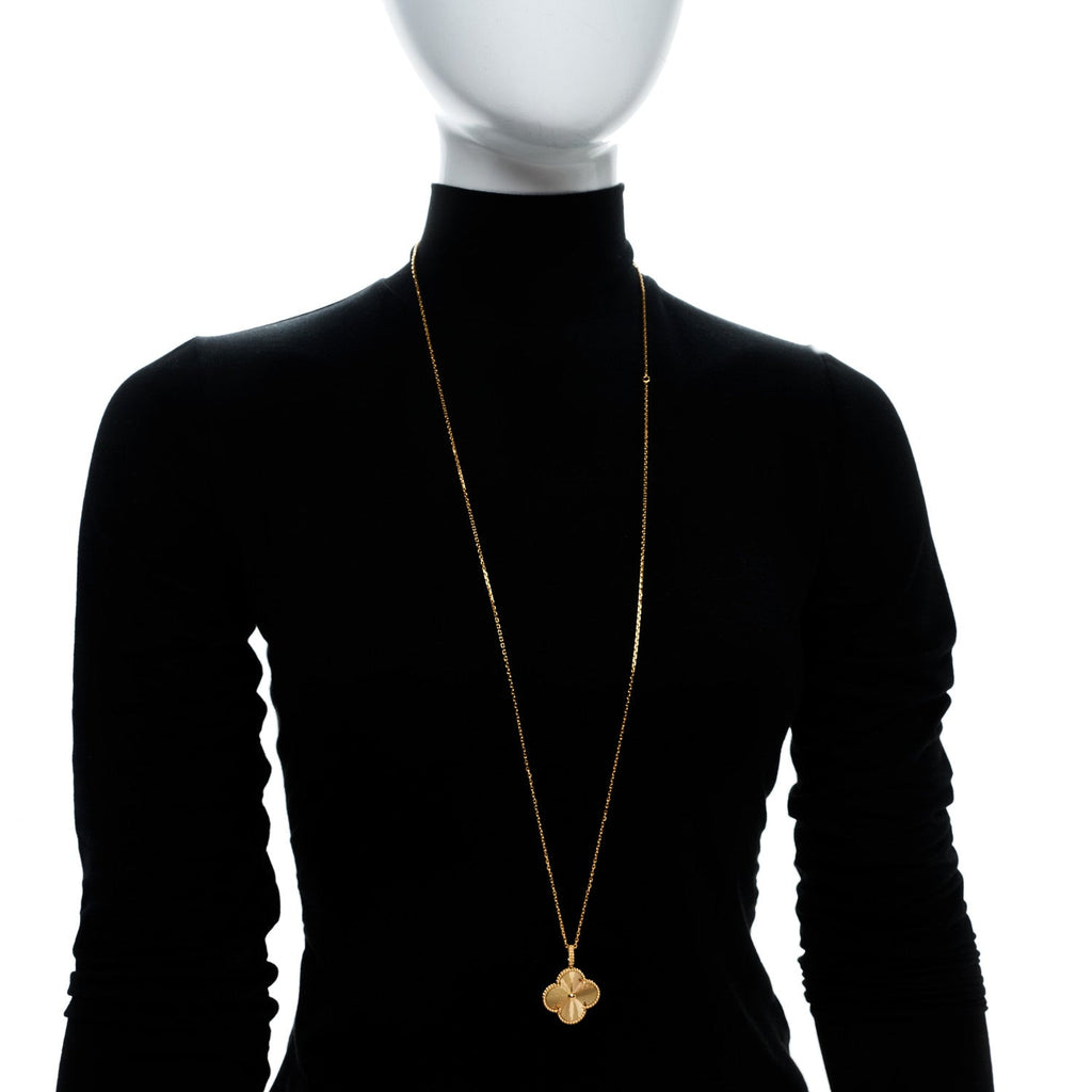 18K Yellow Gold Guilloche Magic Alhambra Long Necklace