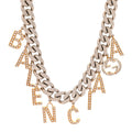 X BALENCIAGA Crystal Script Short Necklace Silver Gold