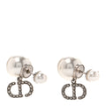 Pearl Crystal Tribal CD Drop Earrings Silver