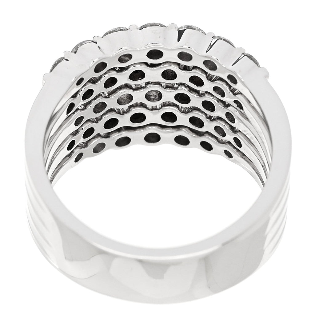 14K White Gold Diamond 1.90ctw Five Row Band Ring 53 6.25