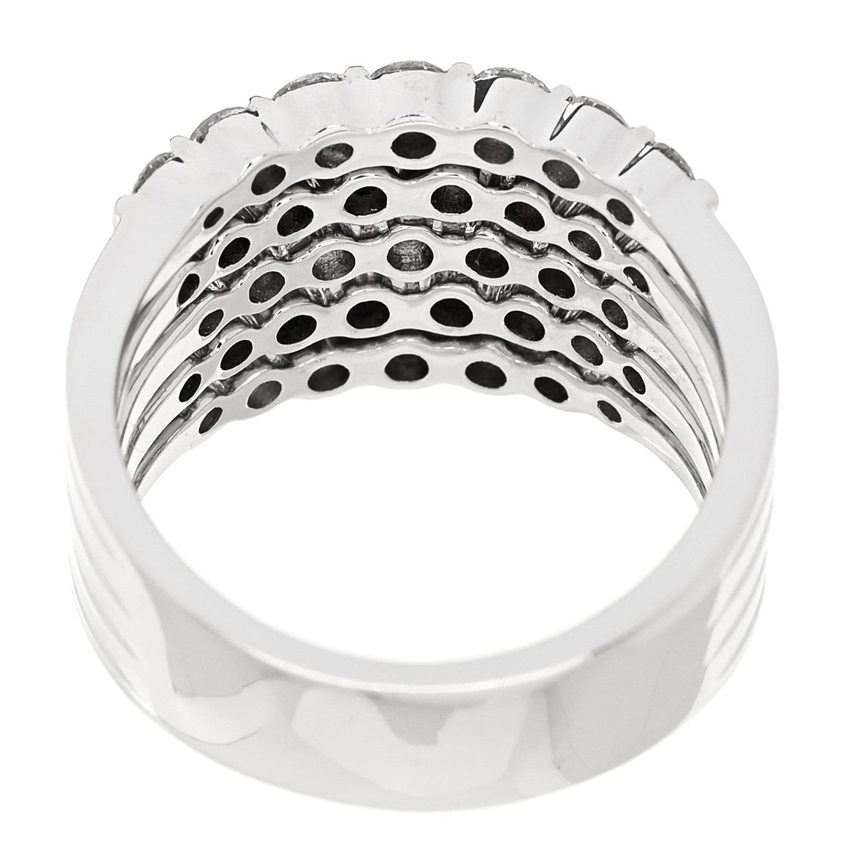 14K White Gold Diamond 1.90ctw Five Row Band Ring 53 6.25