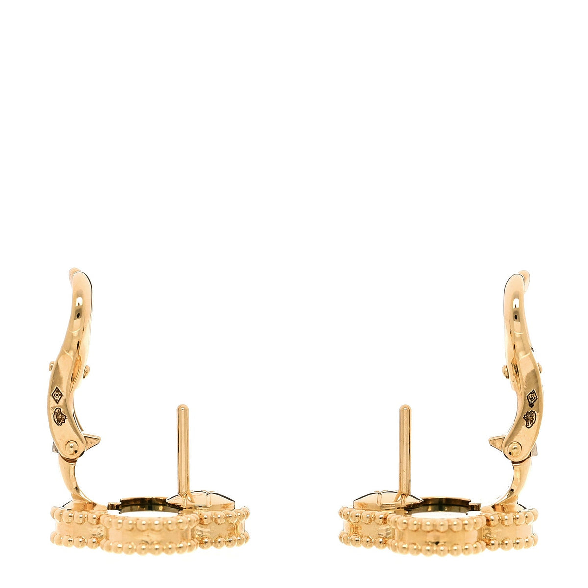 18K Yellow Gold Malachite Vintage Alhambra Earrings