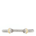 Sterling Silver 18K Yellow Gold Diamond Pave 7mm Cable Classics Bracelet
