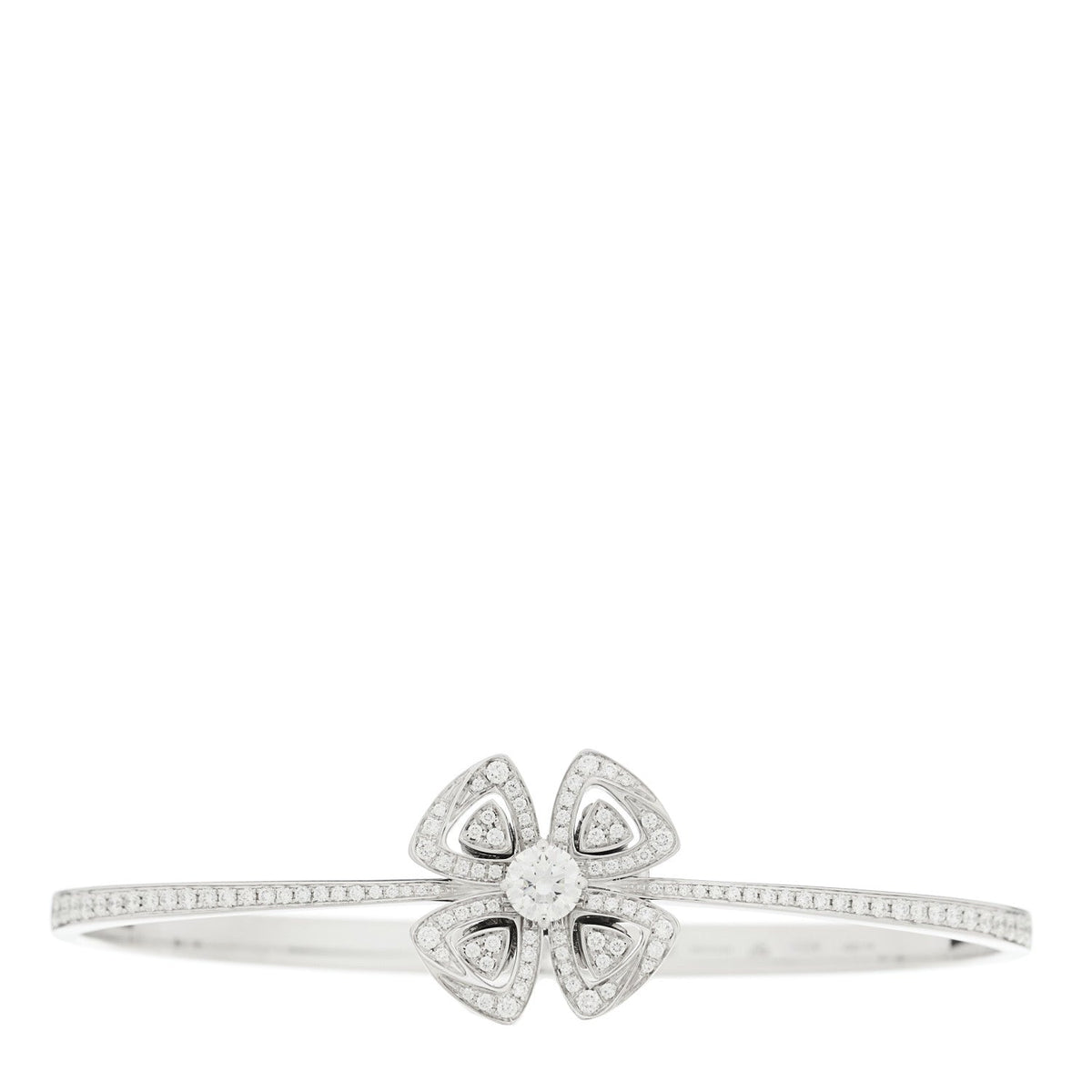 18K White Gold Diamond Fiorever Pave Bangle Bracelet