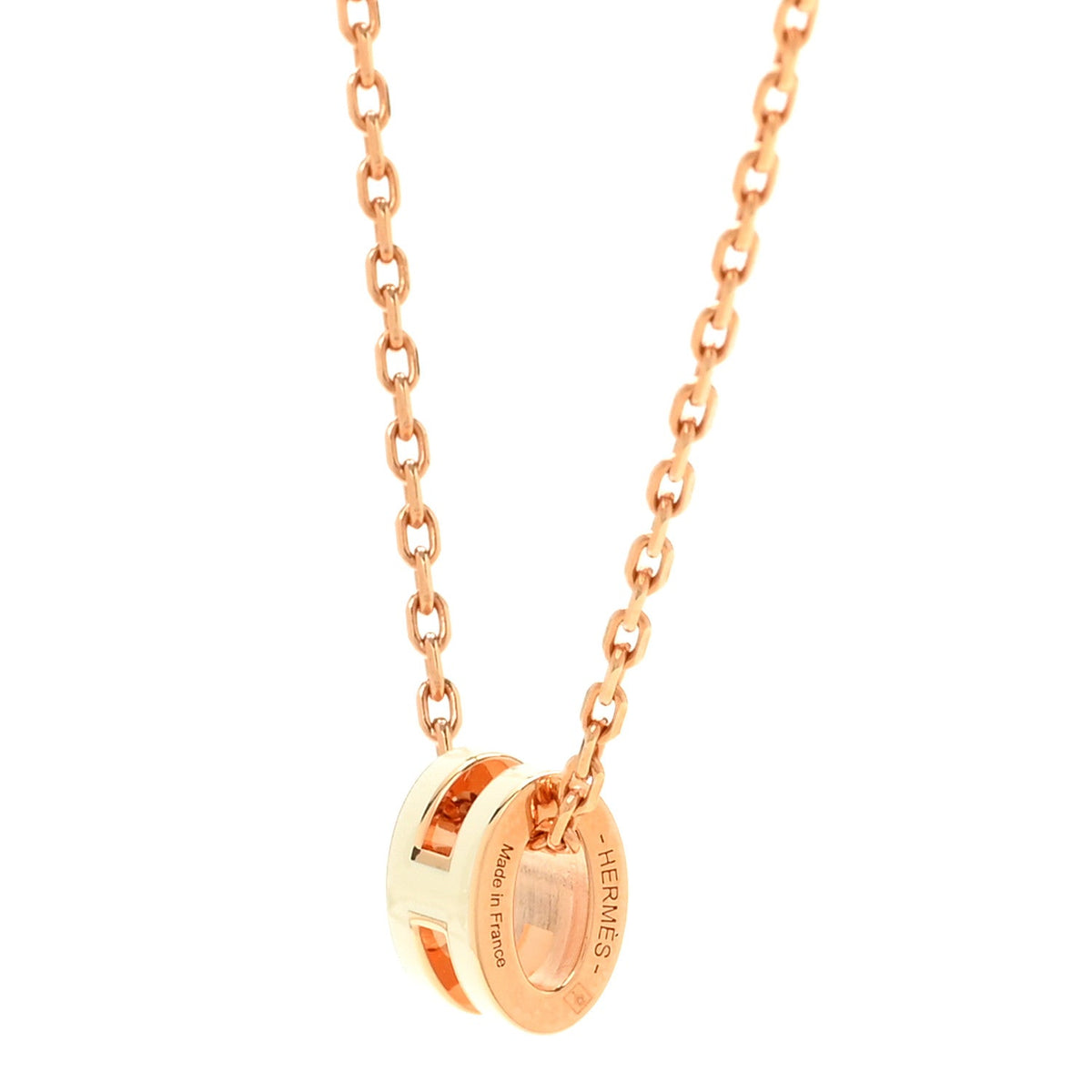 Lacquered Rose Gold Mini Pop H Pendant Necklace White
