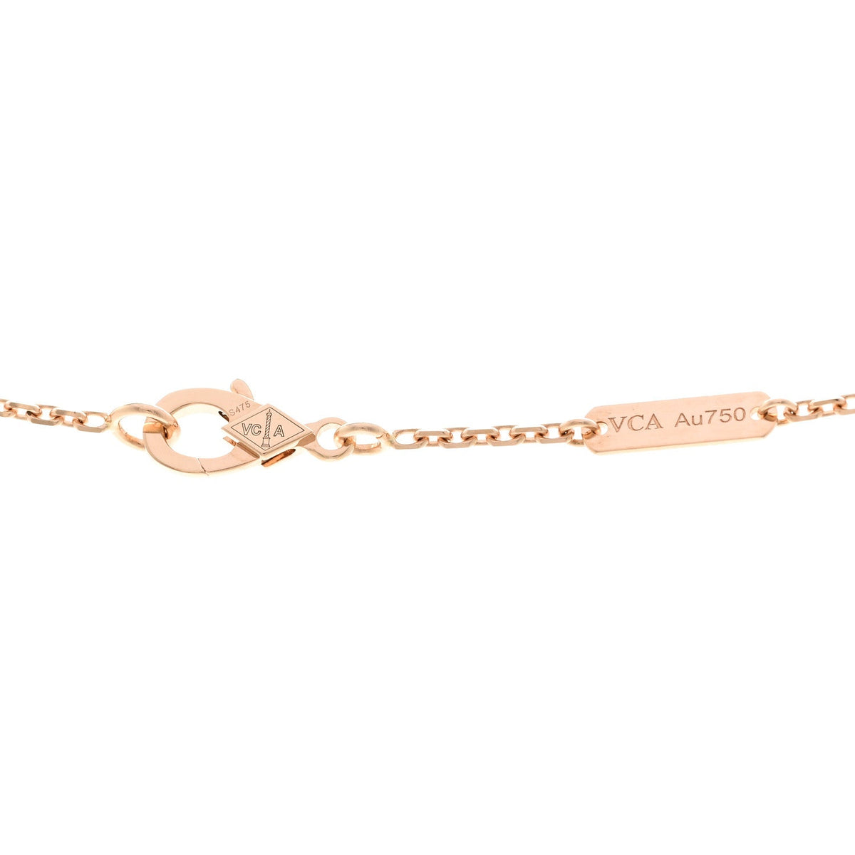 VAN CLEEF &amp; ARPELS 18K Rose Gold Diamond Pink Mother of Pearl Vintage Alhambra Pendant Necklace