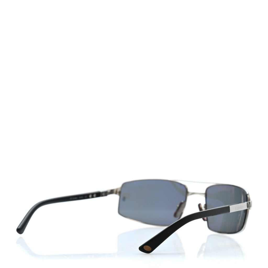 Metal Santos de Cartier Pilot Sunglasses Silver Blue