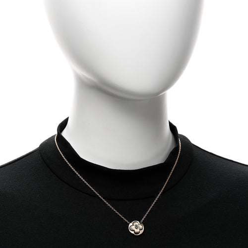 18K Pink Gold Grey Mother Of Pearl Blossom Sun Pendant Necklace