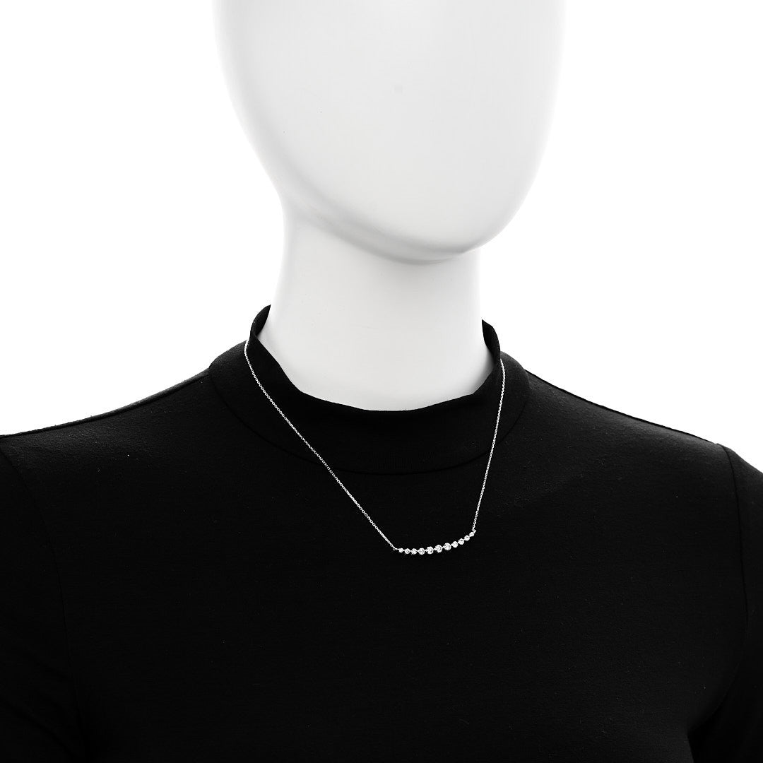 14K White Gold Diamond .80ctw Graduated Station Necklace