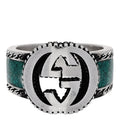 Sterling Silver Enamel Interlocking G Band Ring 50 5.25 Turquoise