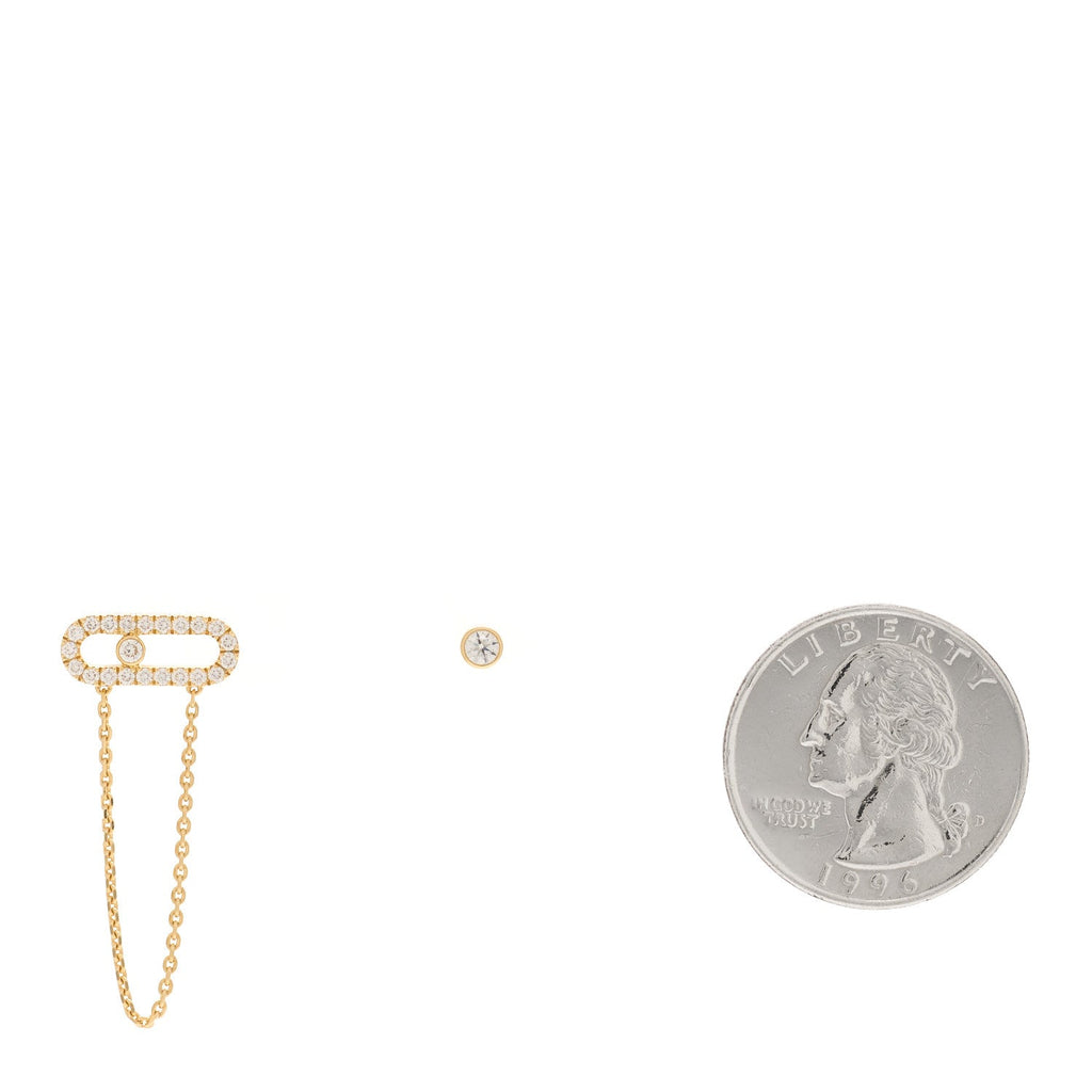 18K Yellow Gold Diamond Move Uno Chain and Stud Earrings