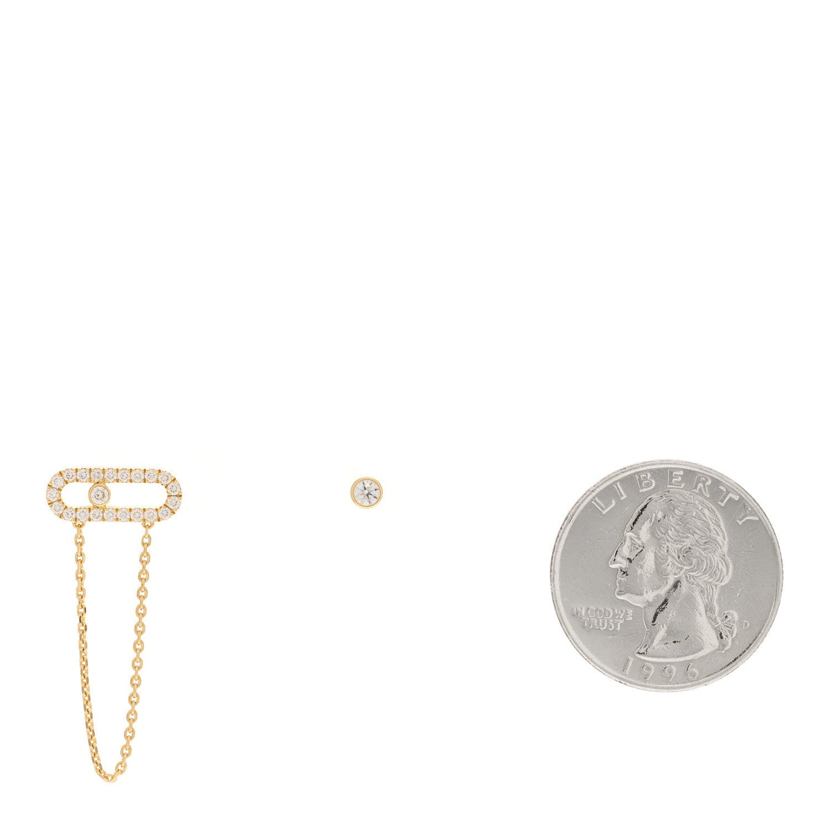 18K Yellow Gold Diamond Move Uno Chain and Stud Earrings
