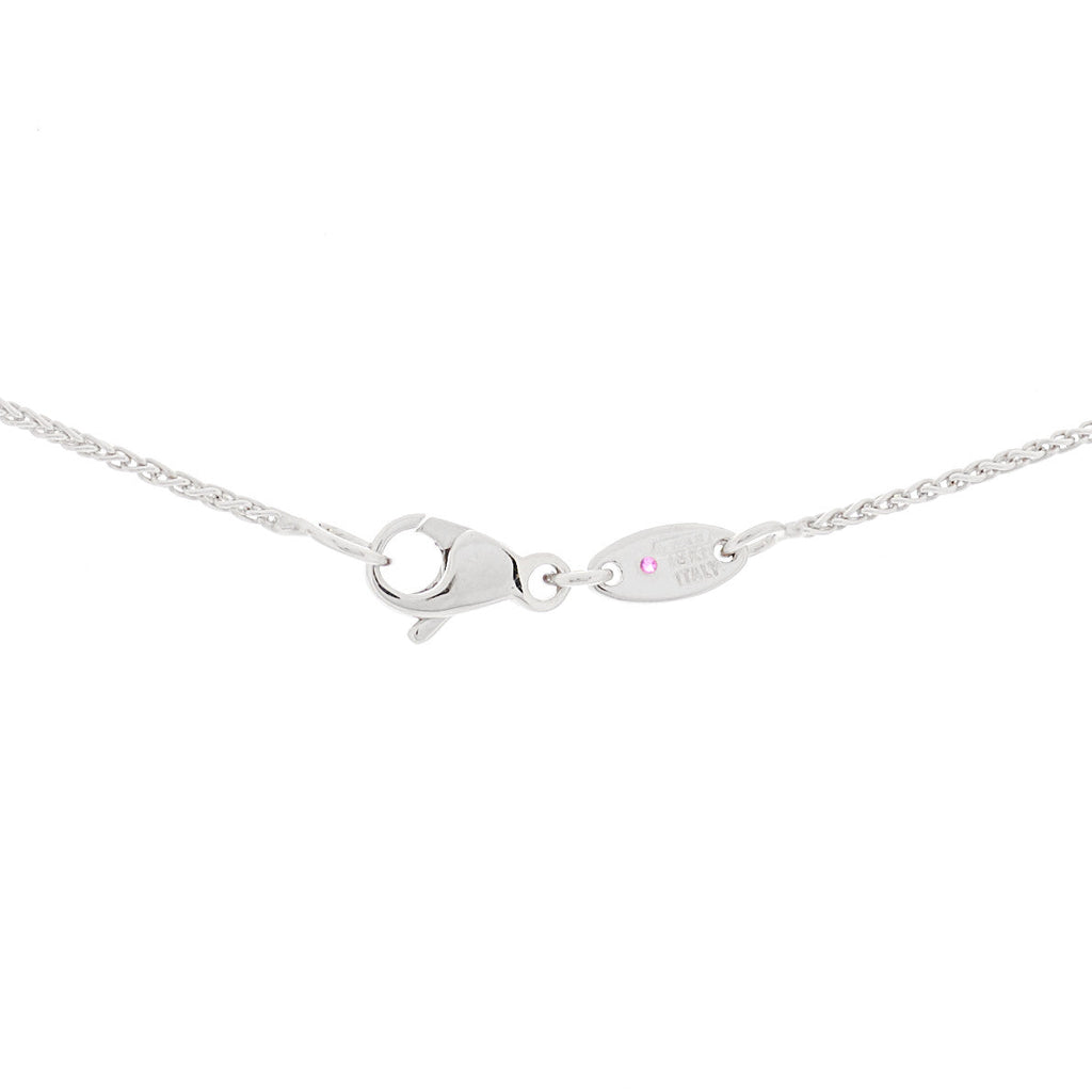 18K White Gold Three Diamond Drop Pendant Necklace