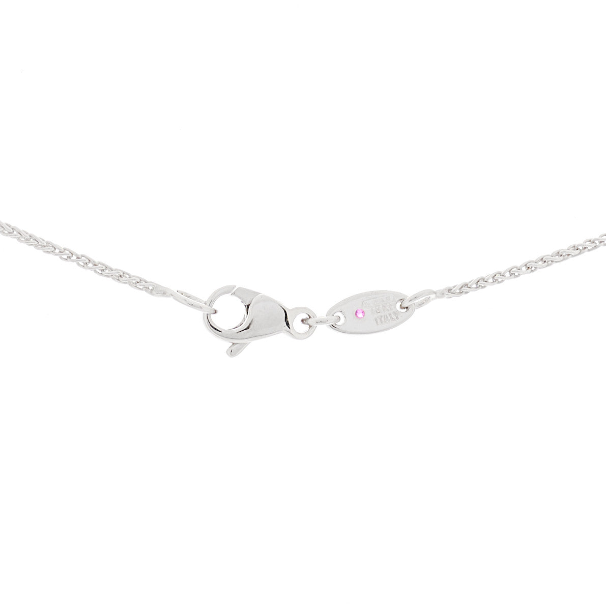 18K White Gold Three Diamond Drop Pendant Necklace