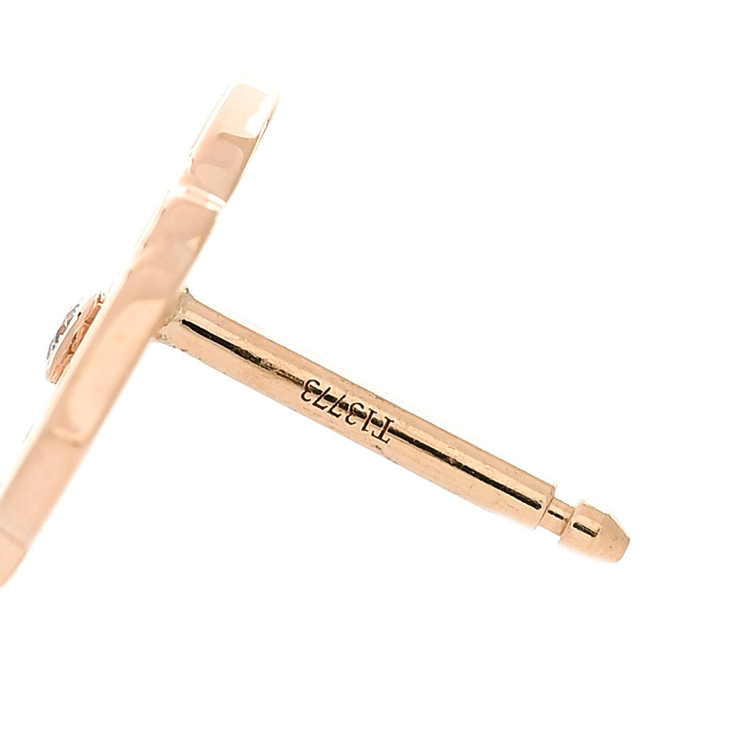 18K Rose Gold Diamond Open Rose Earrings