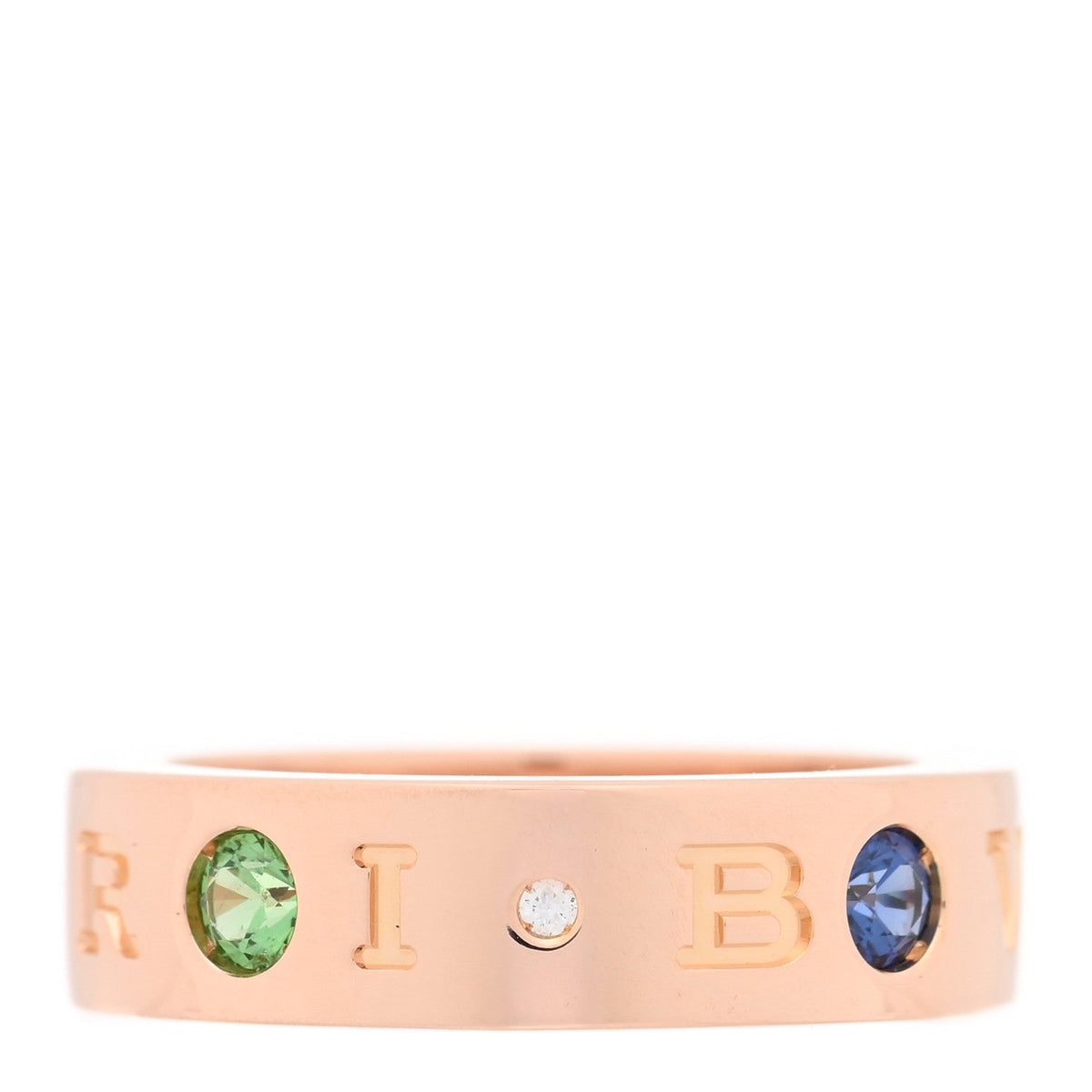 18K Rose Gold Diamond Sapphire Tsavorite Garnet Roman Sorbet Band Ring 49 5