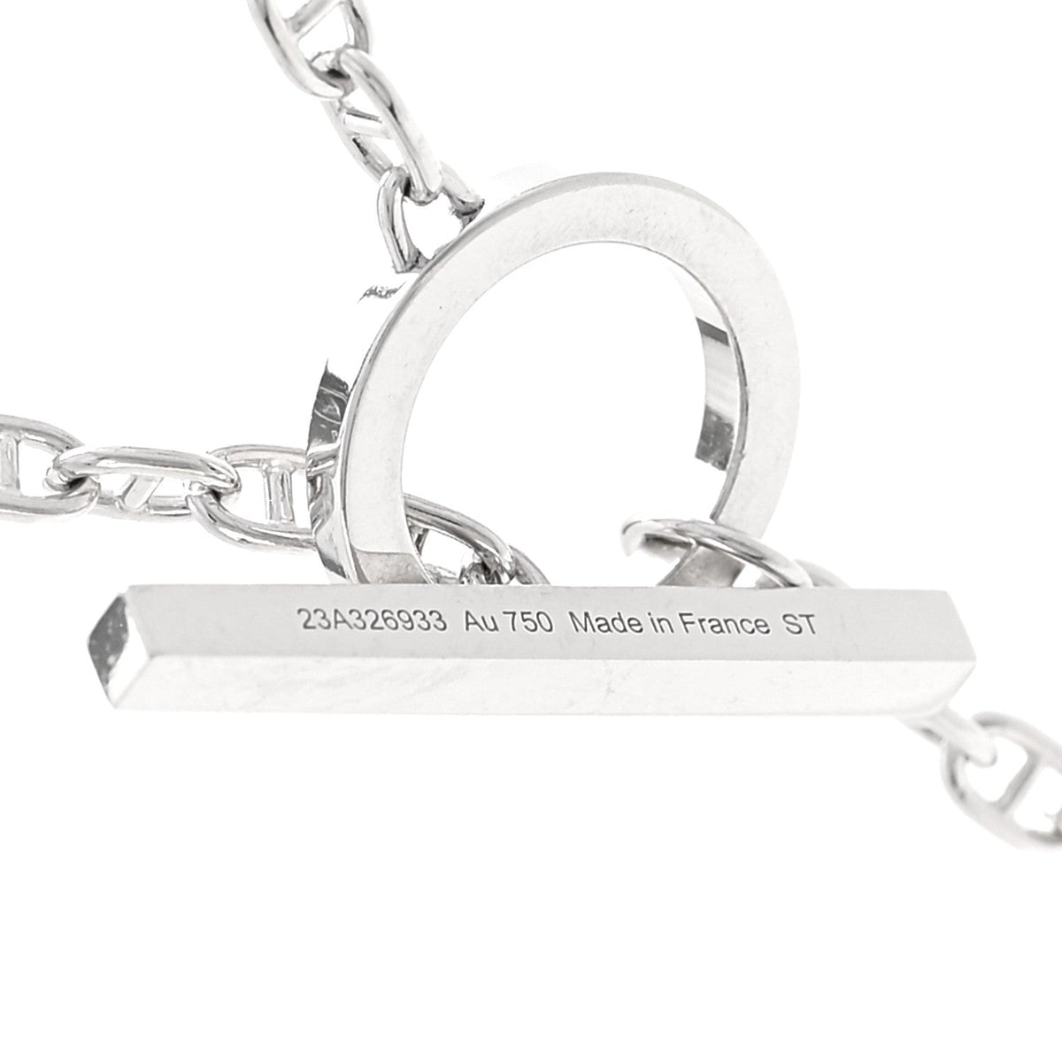 18K White Gold Diamond GM Chaine D'Ancre Contour Pendant Necklace ST