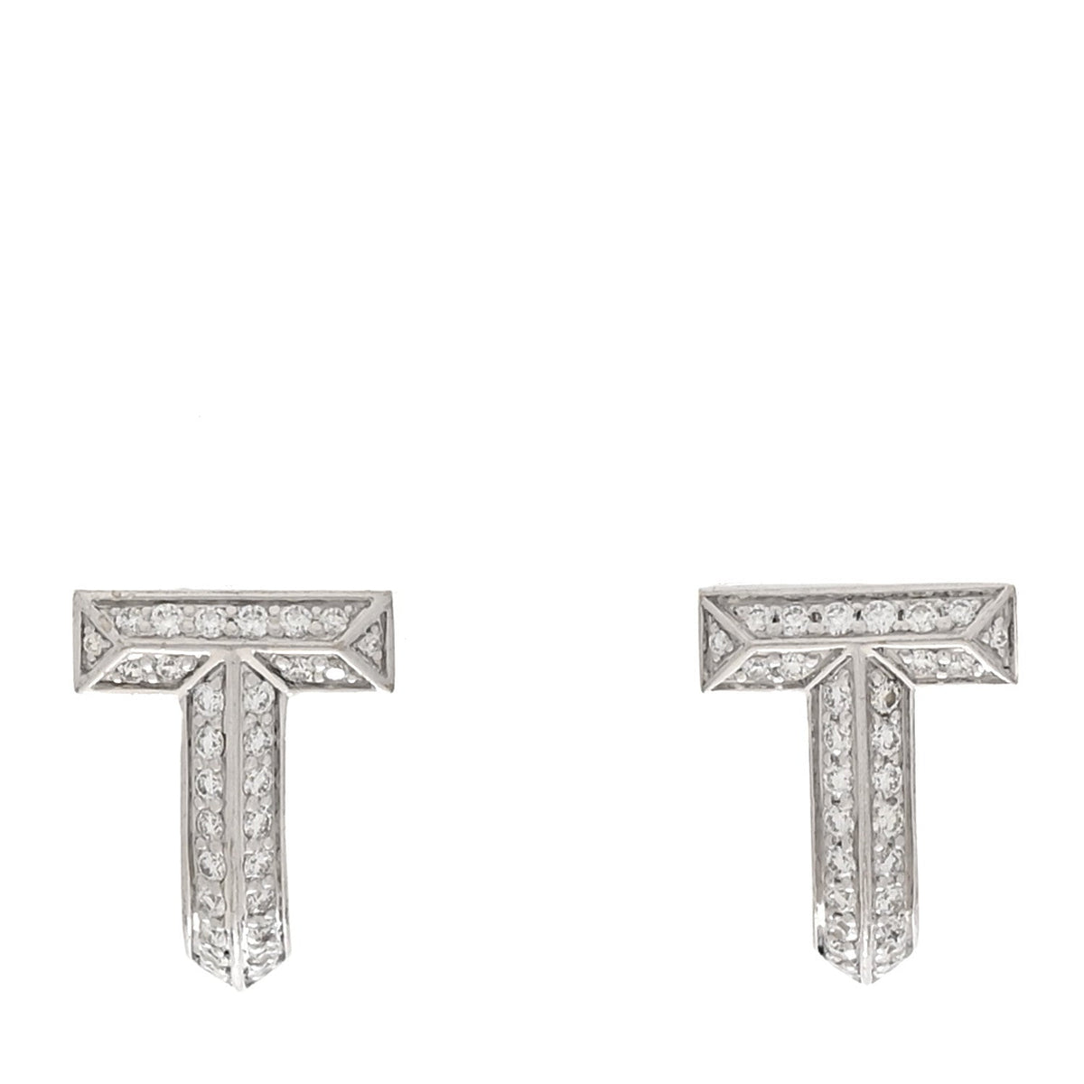 18K White Gold Diamond T1 Half Pave Huggie Earrings