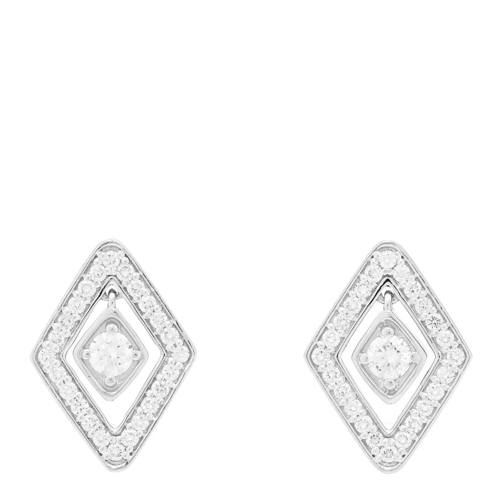 18K White Gold Diamond Diamante Earrings