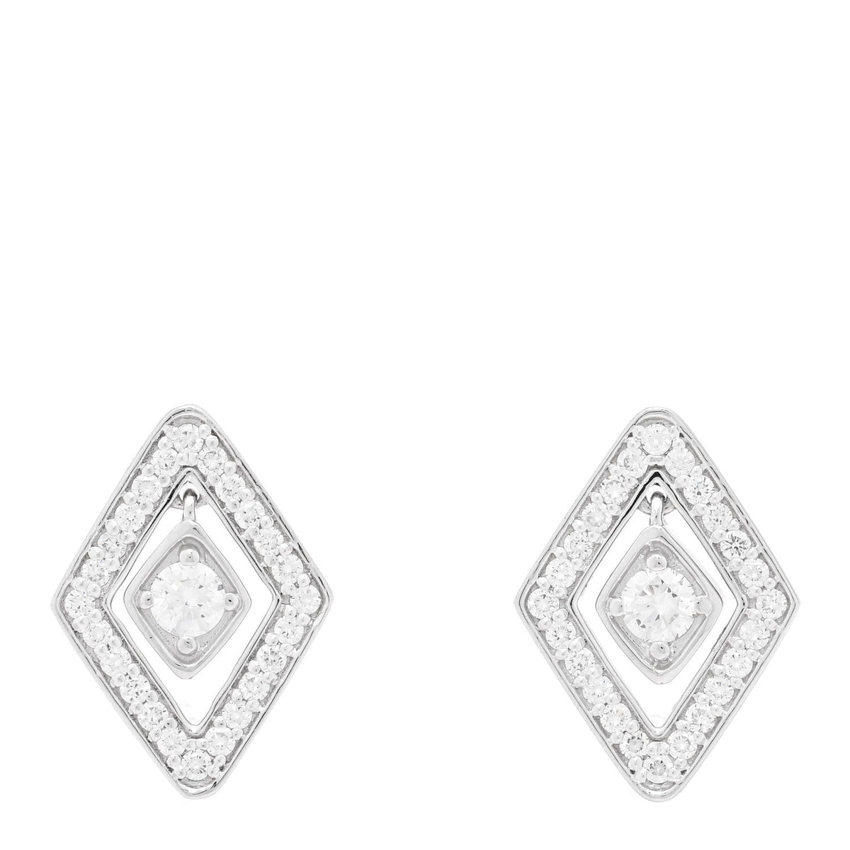 18K White Gold Diamond Diamante Earrings