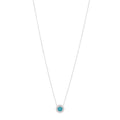 18K White Gold Turquoise T Circle Pendant Necklace
