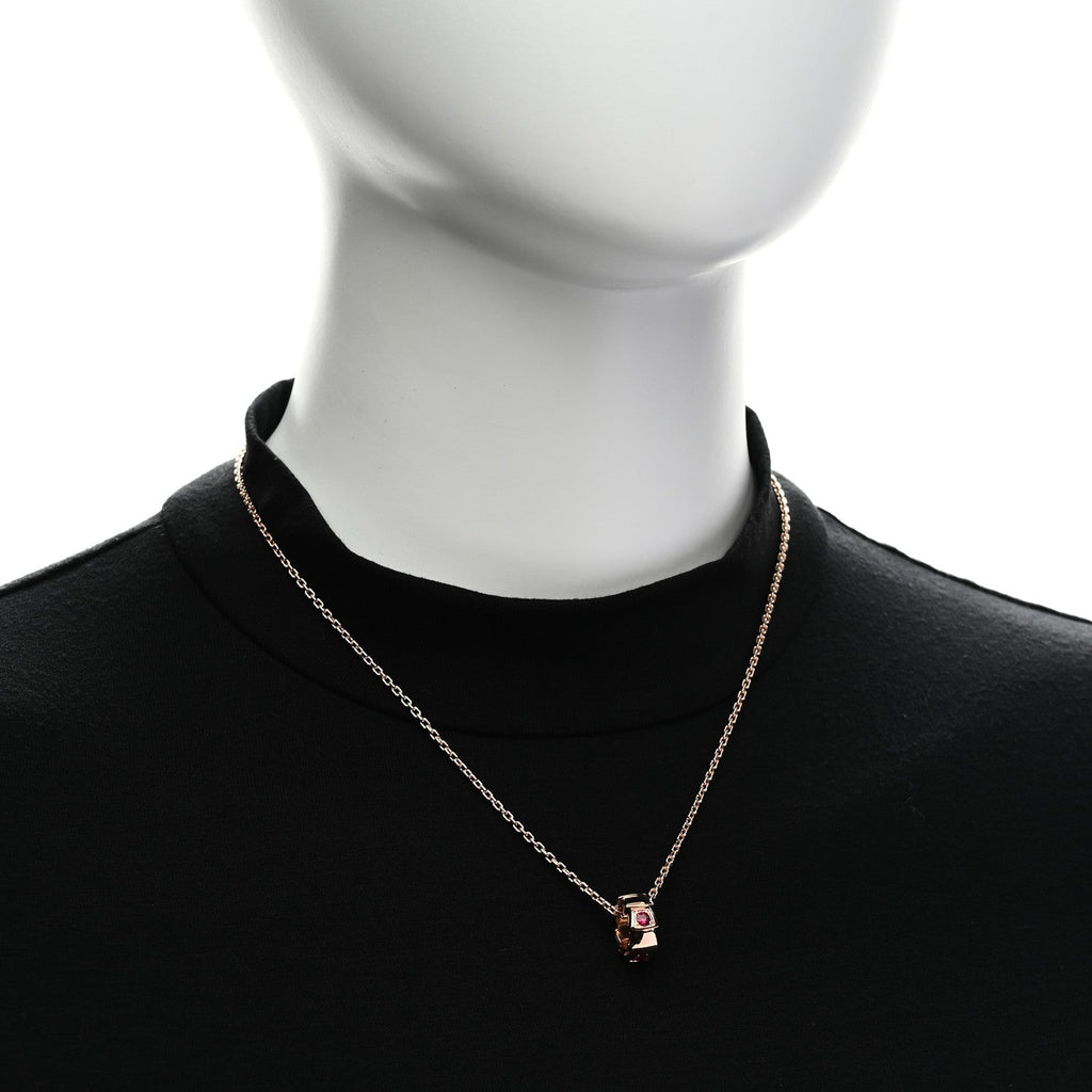 18K Rose Gold Ruby Serpenti Viper Pendant Necklace