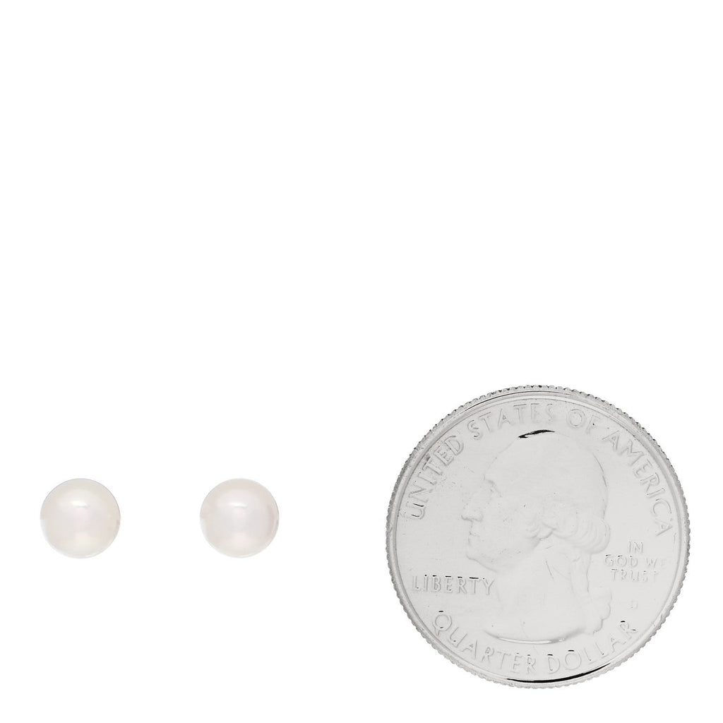18K White Gold Akoya Cultured Pearl 6-6.5mm Stud Earrings