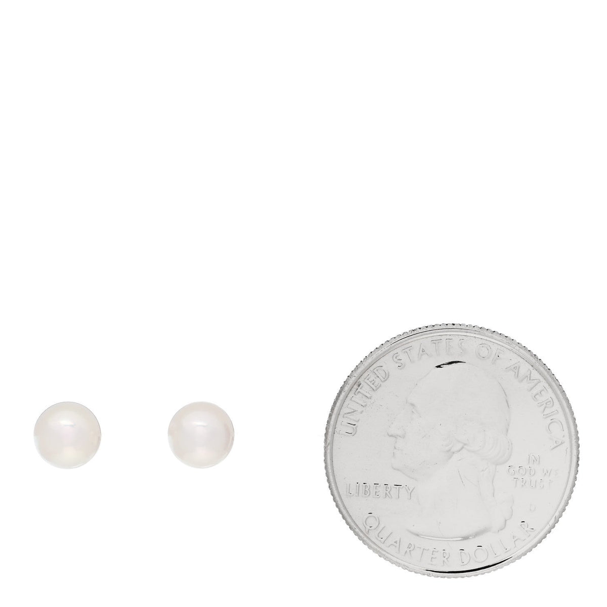 18K White Gold Akoya Cultured Pearl 6-6.5mm Stud Earrings
