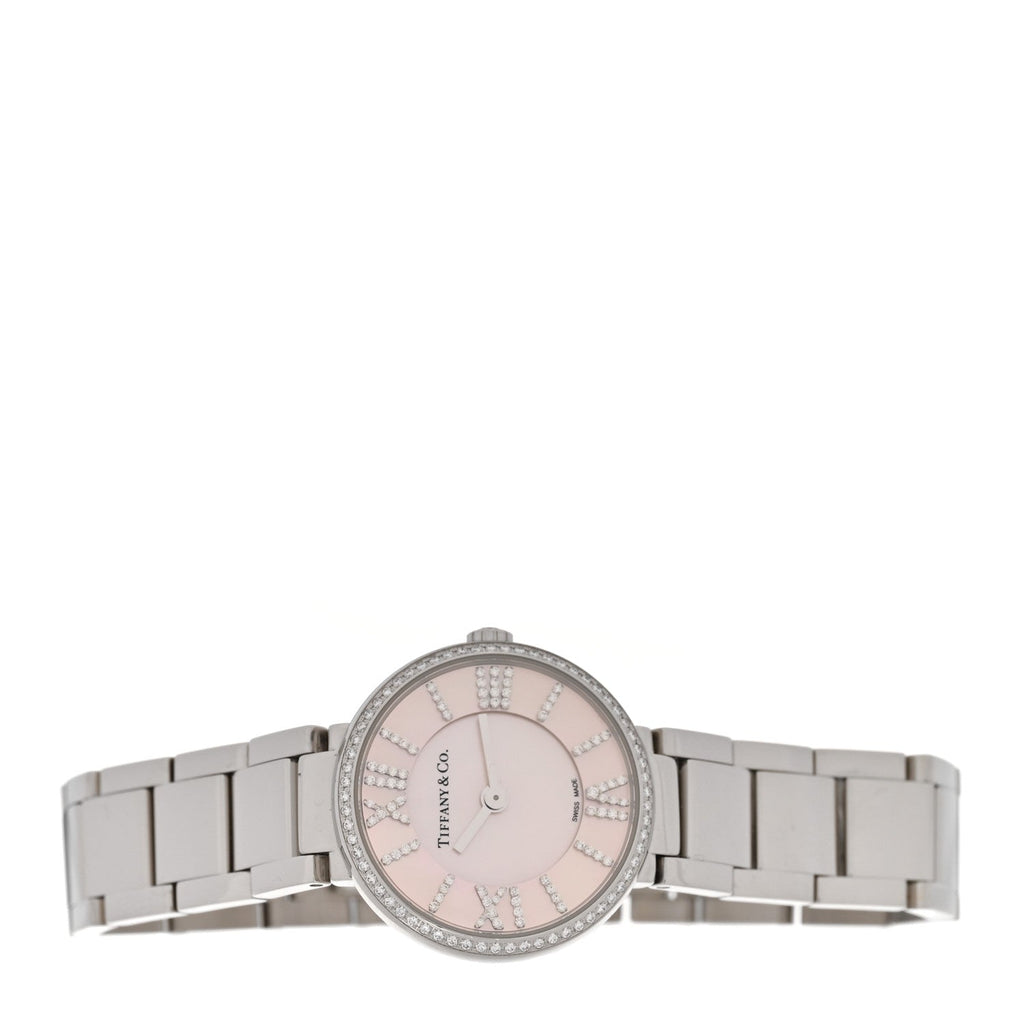Stainless Steel Diamond Bezel 24mm Atlas 2-Hand Quartz Watch Silver