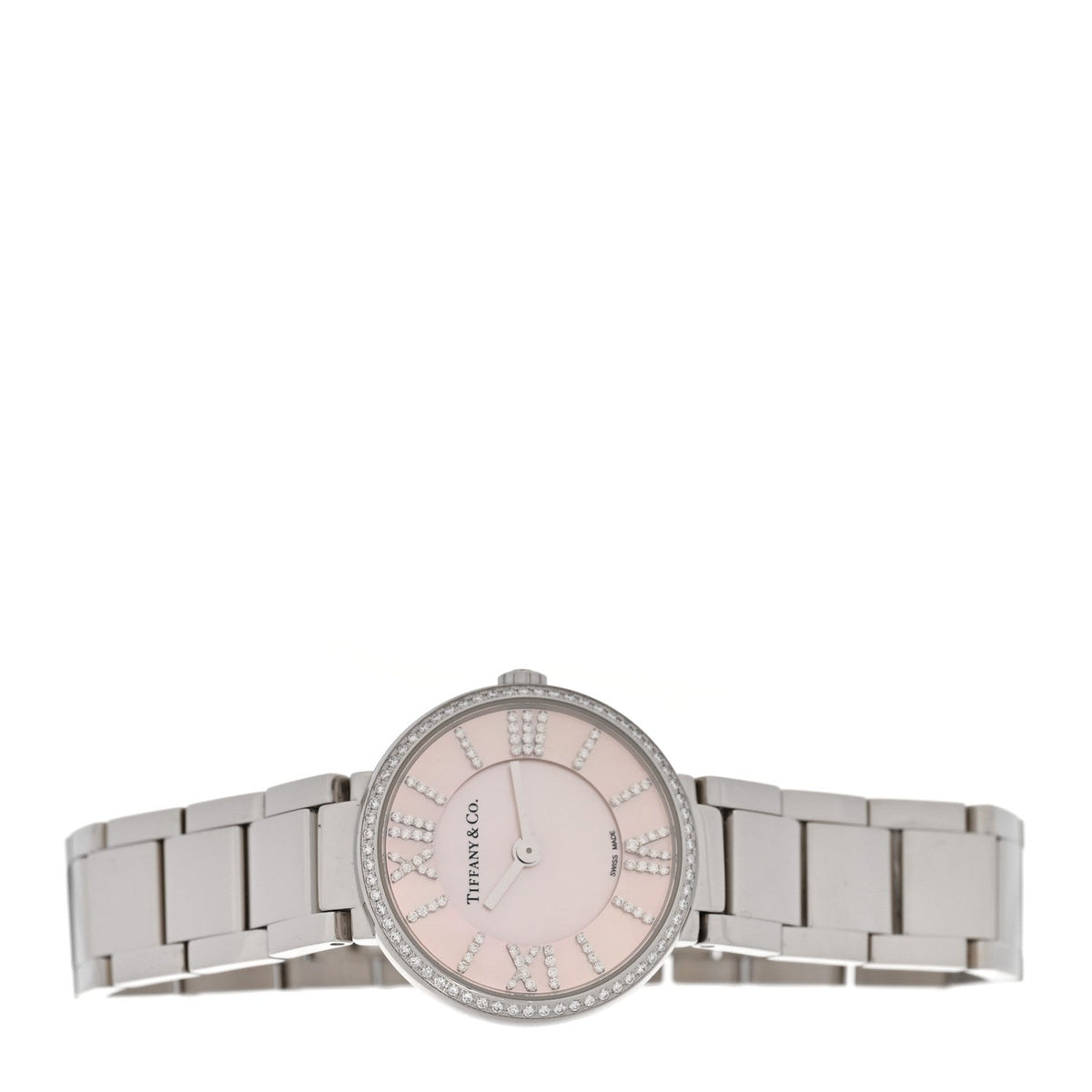 Stainless Steel Diamond Bezel 24mm Atlas 2-Hand Quartz Watch Silver