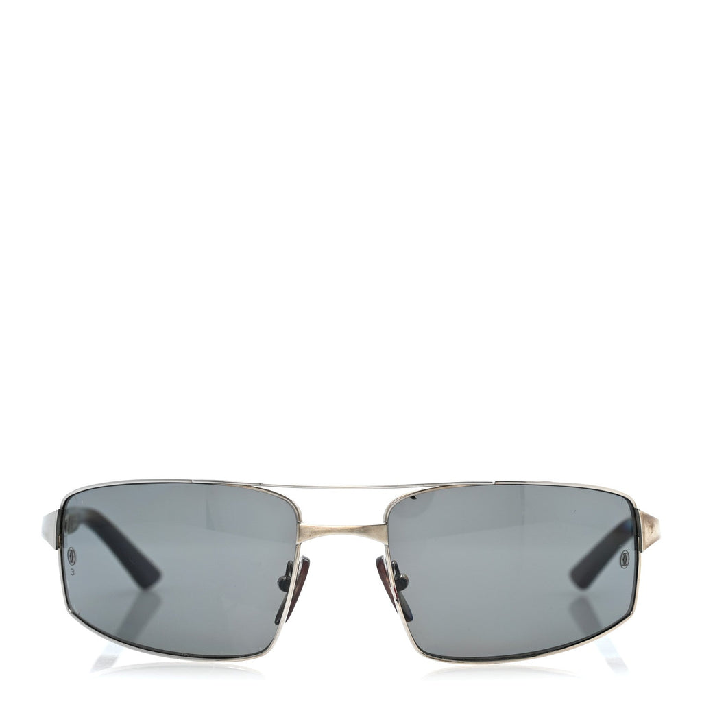 Metal Santos de Cartier Pilot Sunglasses Silver Blue