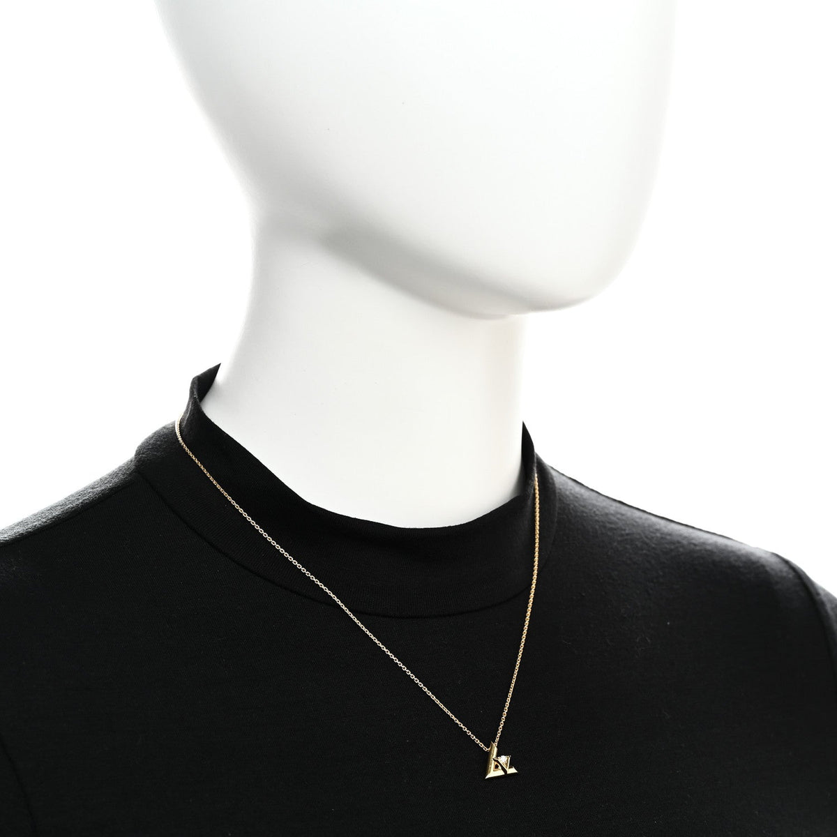 18K Yellow Gold Diamond Small LV Volt One Pendant Necklace