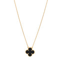 18K Yellow Gold Black Onyx Vintage Alhambra Pendant Necklace