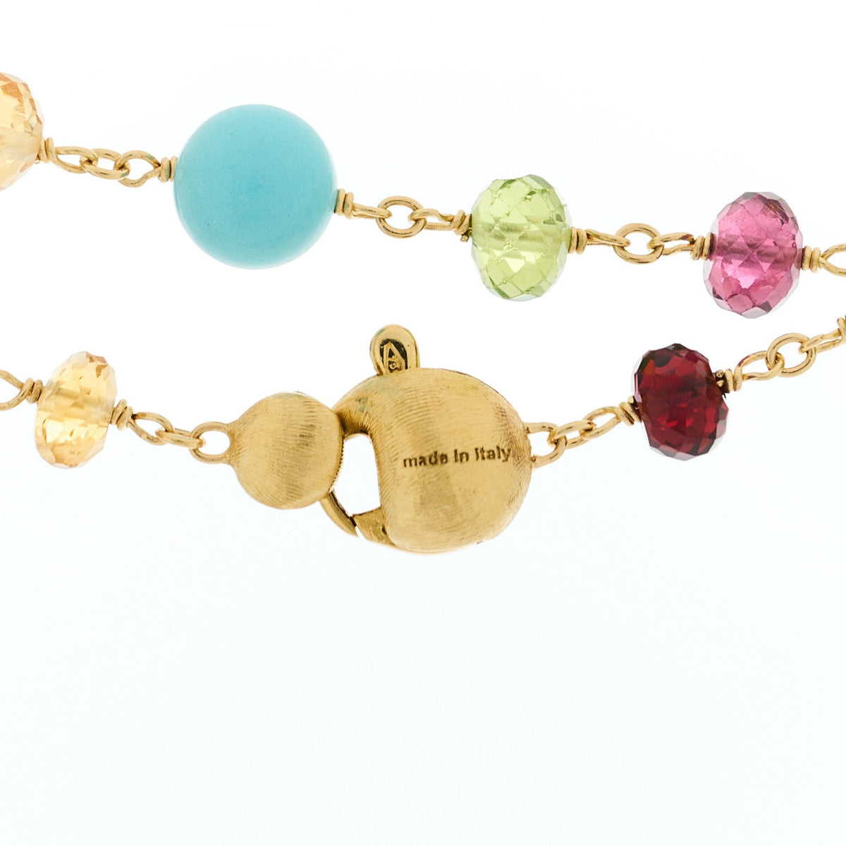 18K Yellow Gold Multi Gemstone Long Necklace