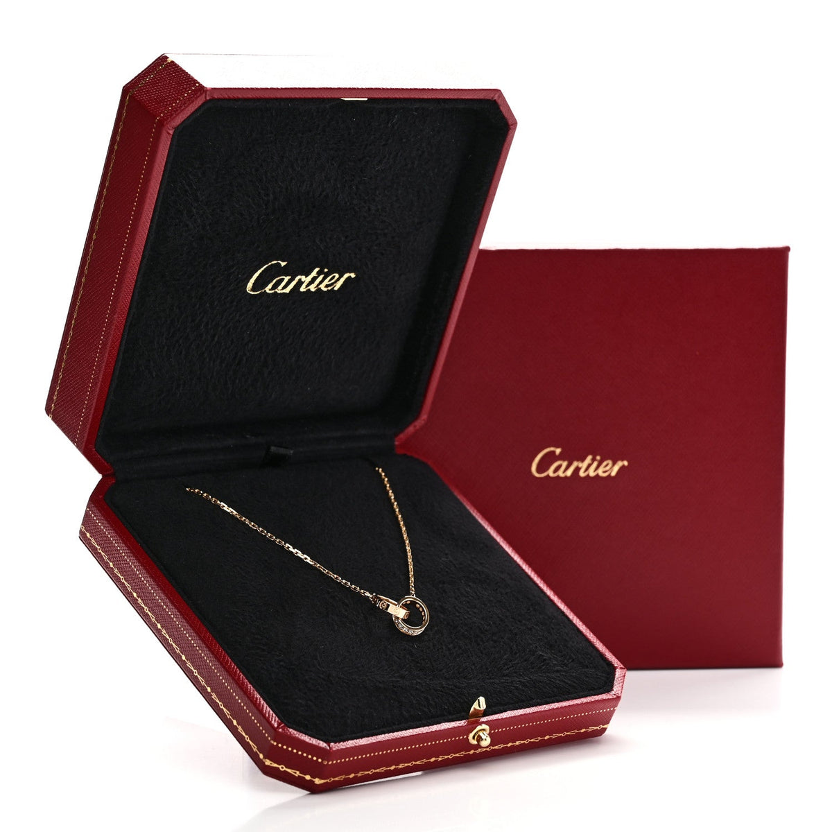 18K Yellow Gold Diamond Interlocking LOVE Necklace