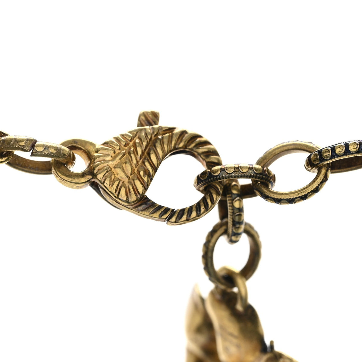 Metal Crystal Bead Flower Long Necklace Gold