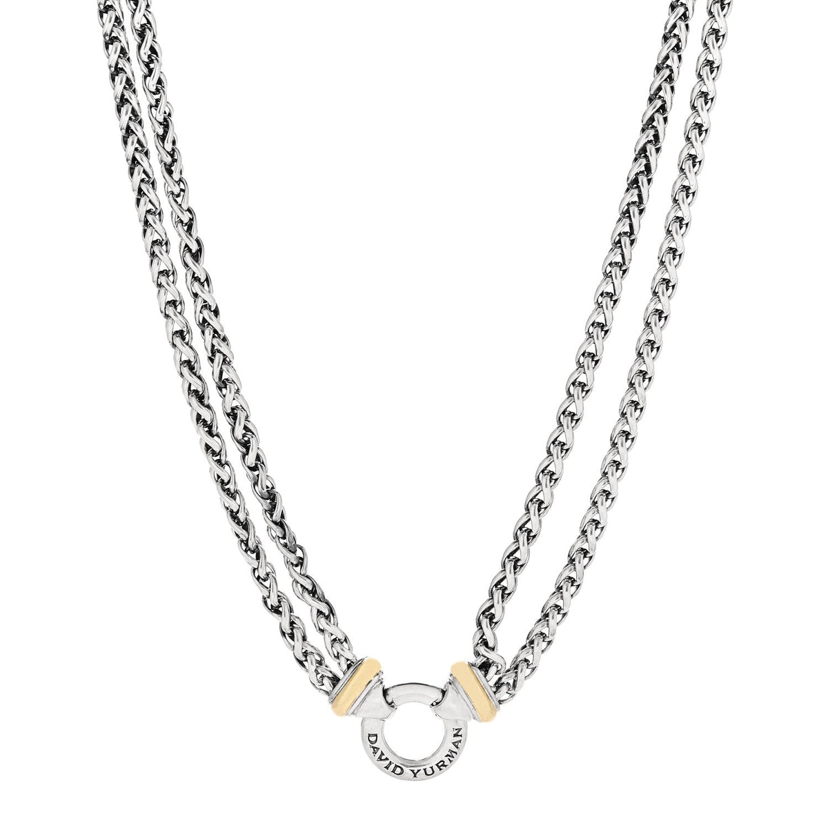 Sterling Silver 18K Yellow Gold 8mm Double Wheat Chain Necklace