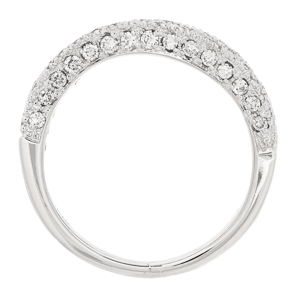 18K White Gold Diamond 1.21ctw Paved Curved Ring 54 6.75
