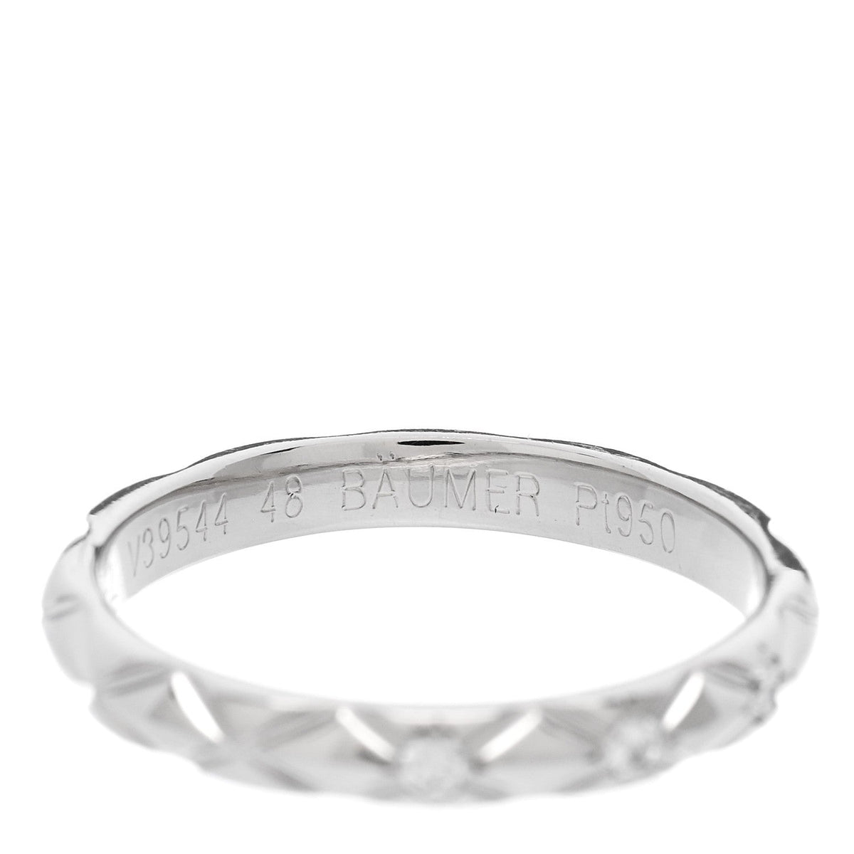 Platinum Diamond Small Matelasse Ring 48 4.5