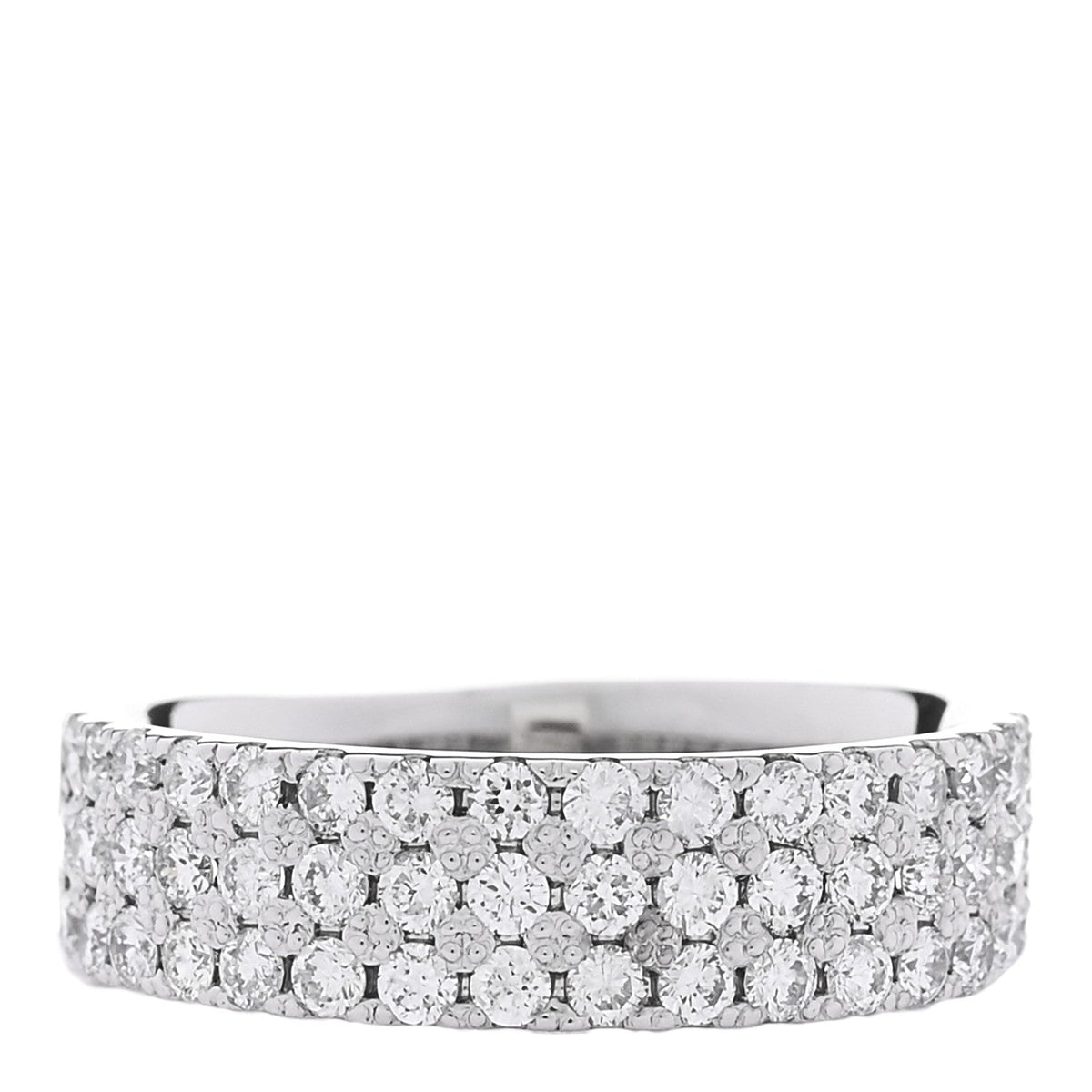 18K White Gold Diamond 1.00ctw Three Row Half Band Ring 54 7