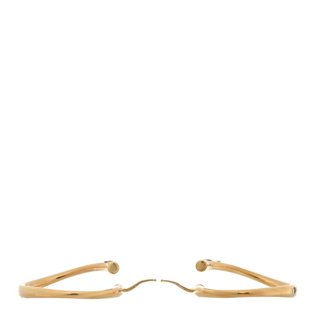 18K Yellow Gold Contoured Round Hoop Earrings