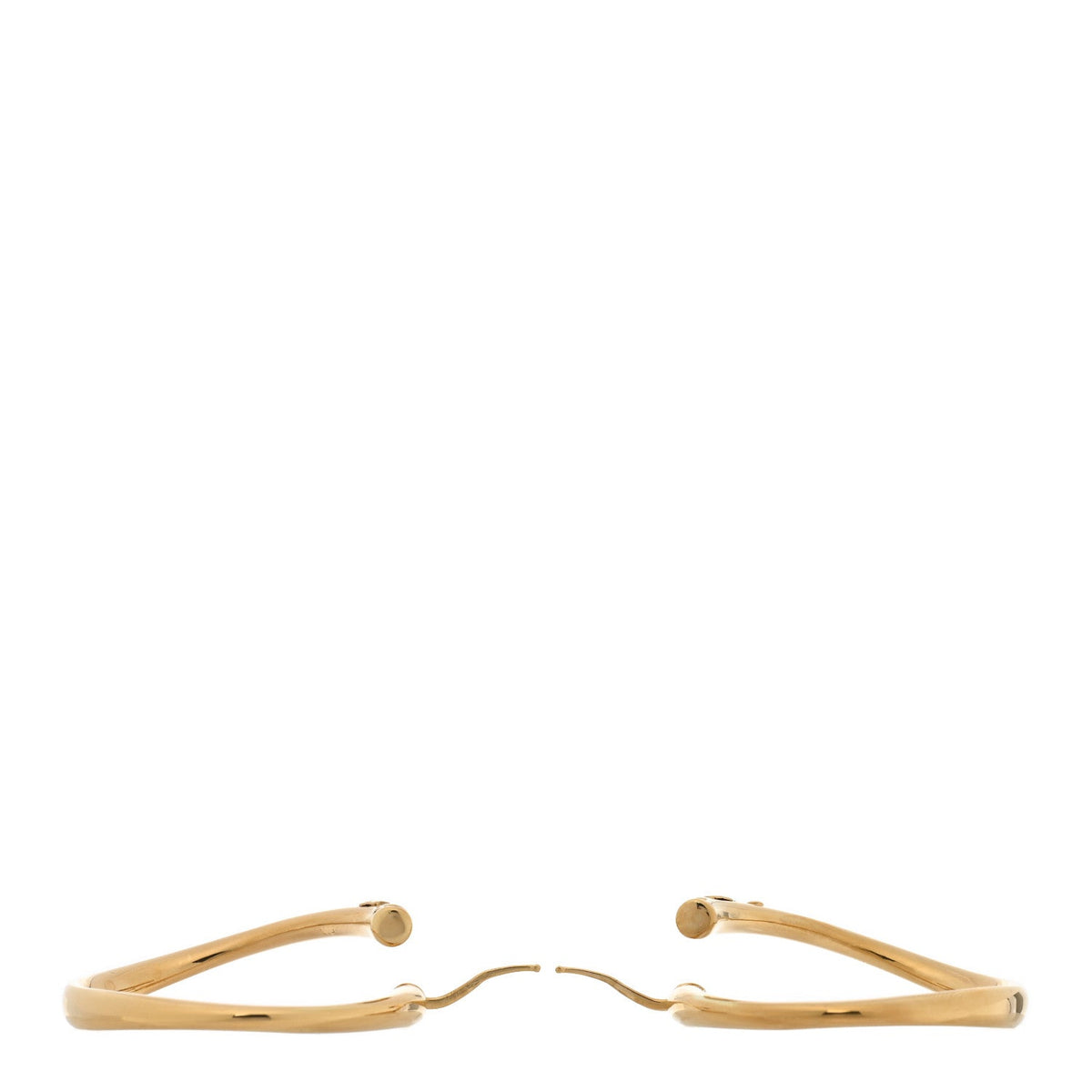 18K Yellow Gold Contoured Round Hoop Earrings