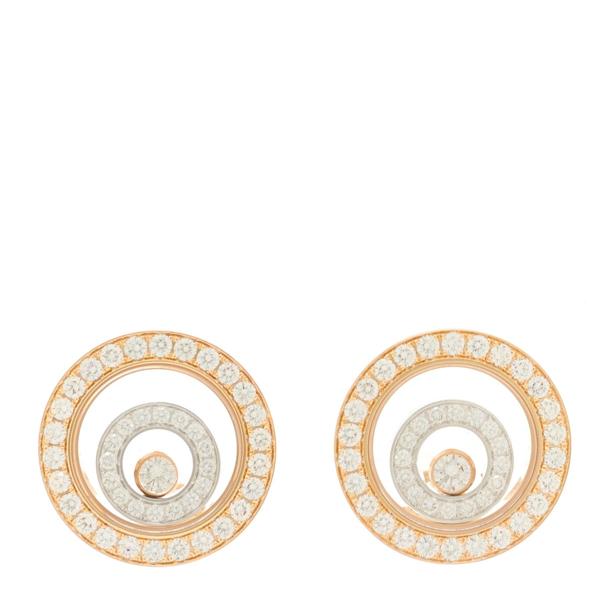 18K Rose White Gold Diamond Happy Spirit Pave Earrings